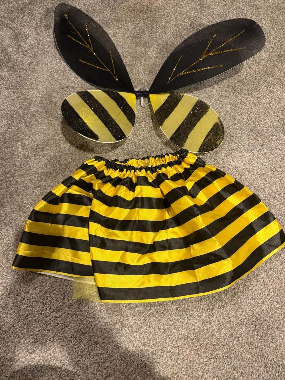 Dog Bumble Bee Costume Wings and Tutu Skirt Set